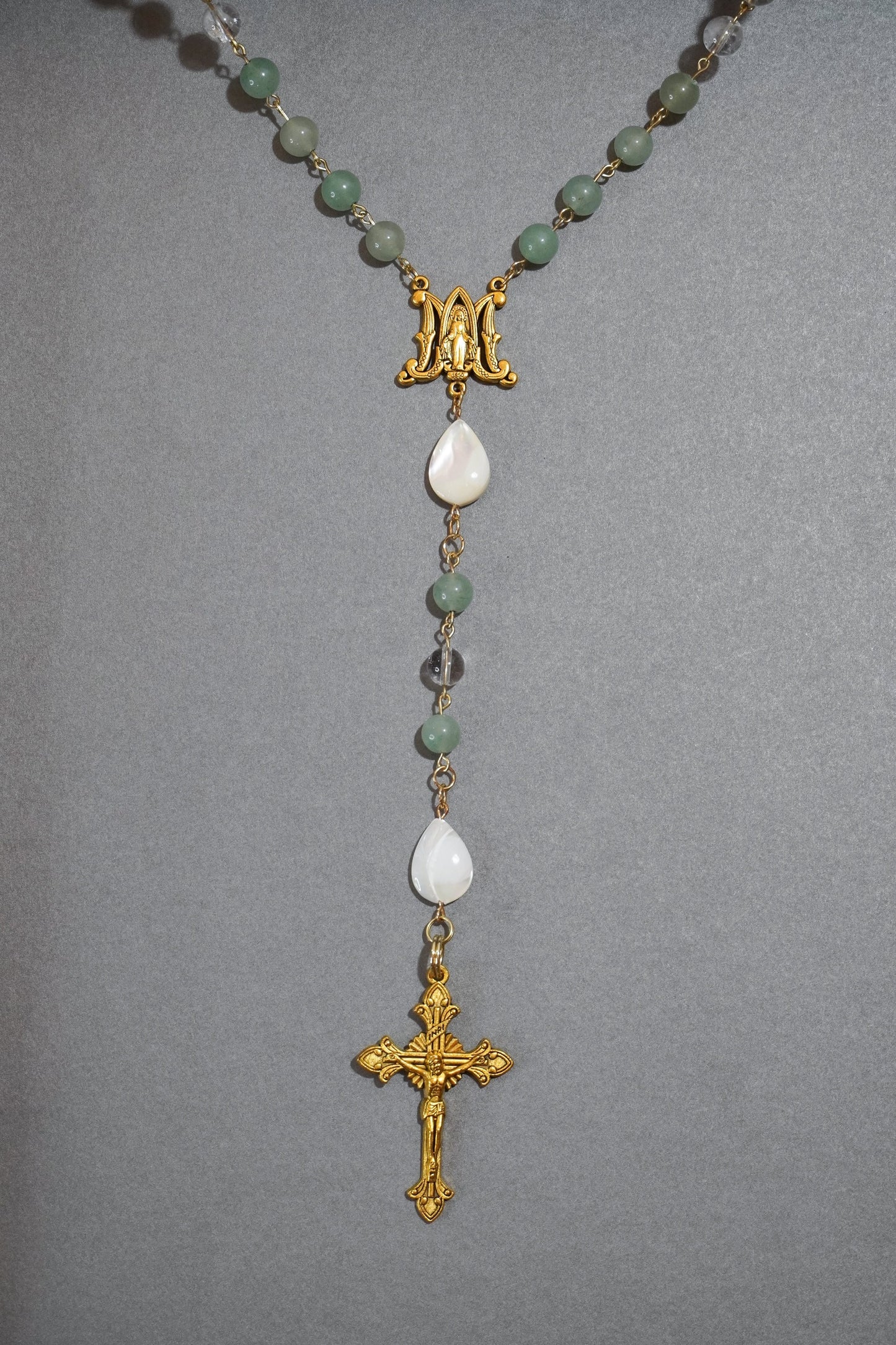 Aventurine- Mother of Pearl Rosary