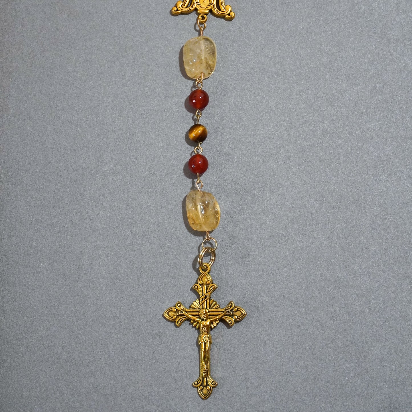 Tiger Eye -  Carnelian - Citrine Rosary