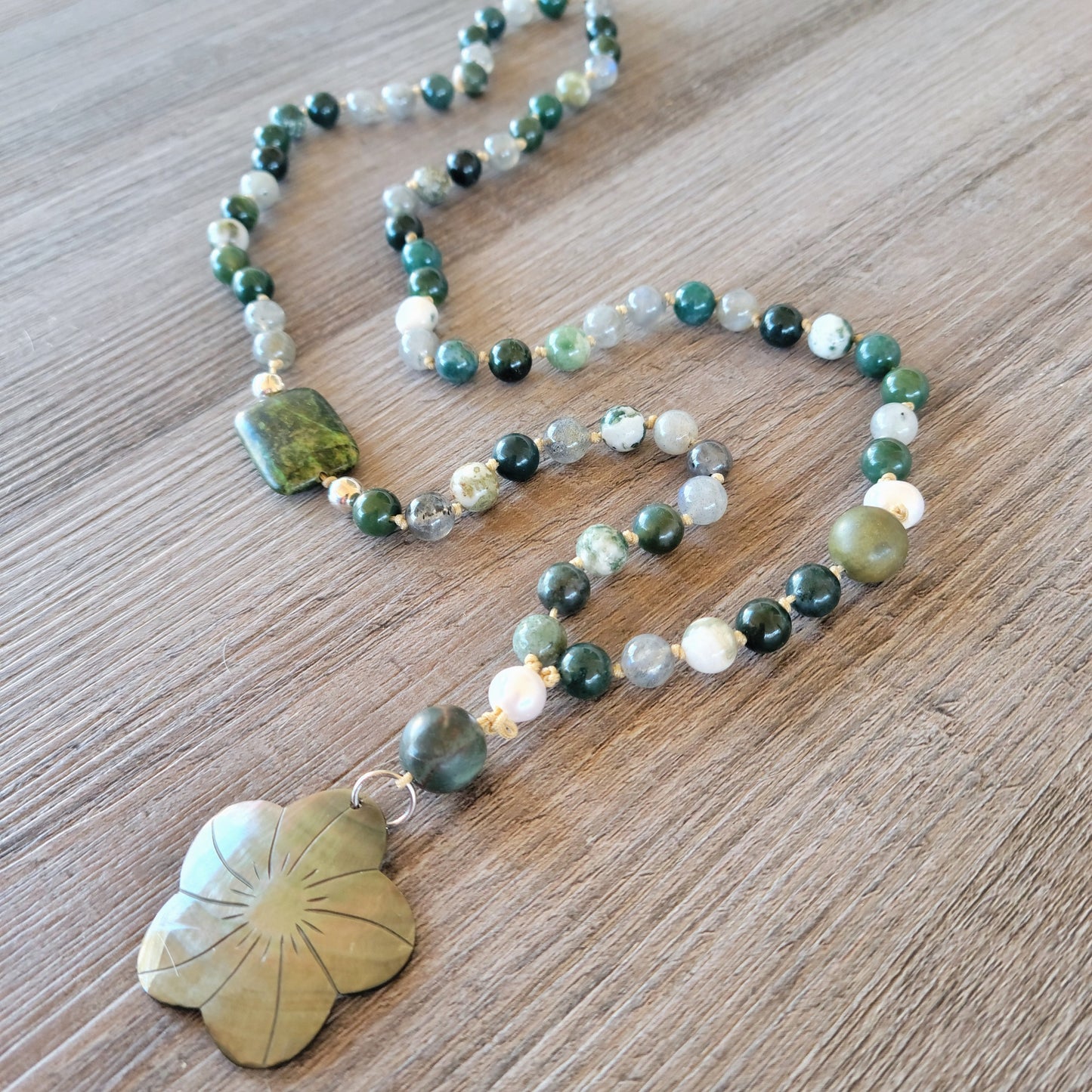 Earthy Greens Rocky Mountain Meditation Necklace