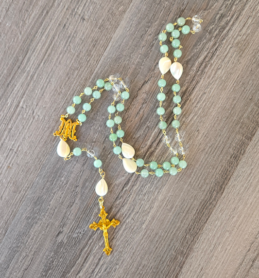 Aventurine- Mother of Pearl Rosary