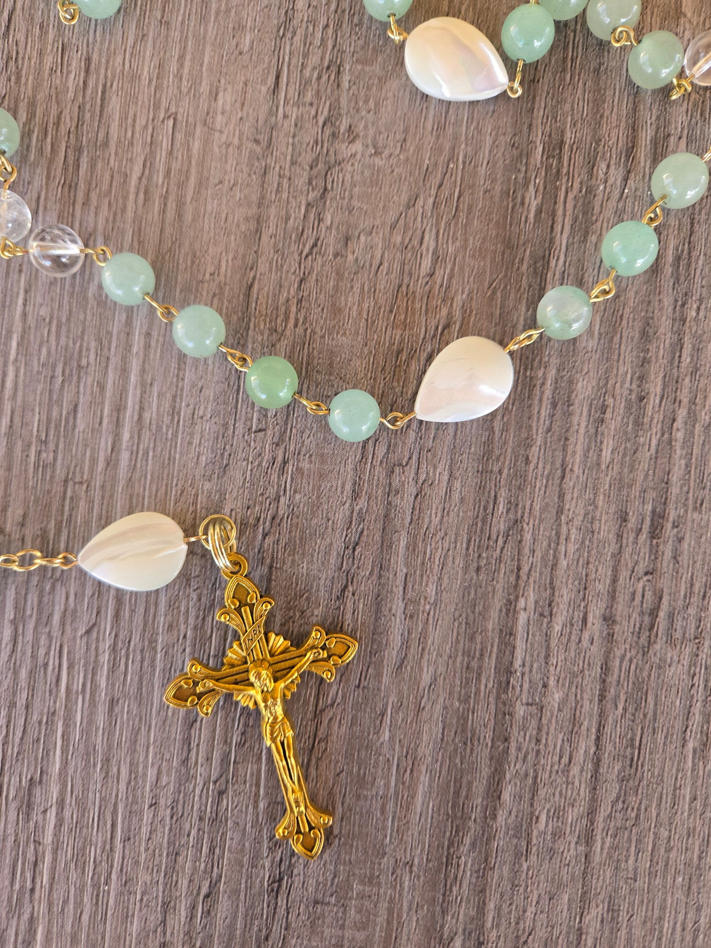 Aventurine- Mother of Pearl Rosary
