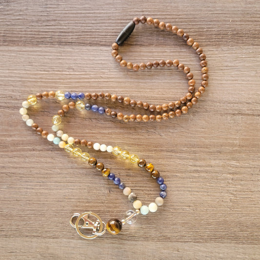 Citrine/wood/amazonite Teacher or Healer Lanyard