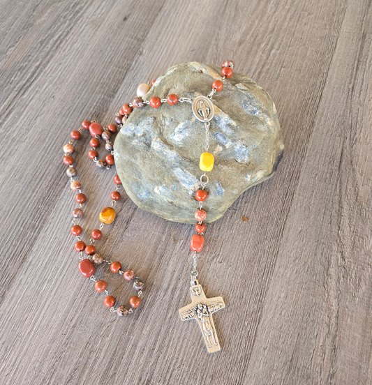 Red-yellow-leopard Jasper Rosary