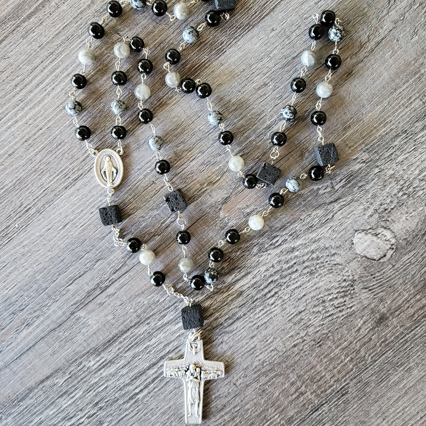 Black jasper/labradorite rosary