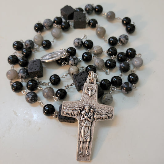 Black jasper/labradorite rosary
