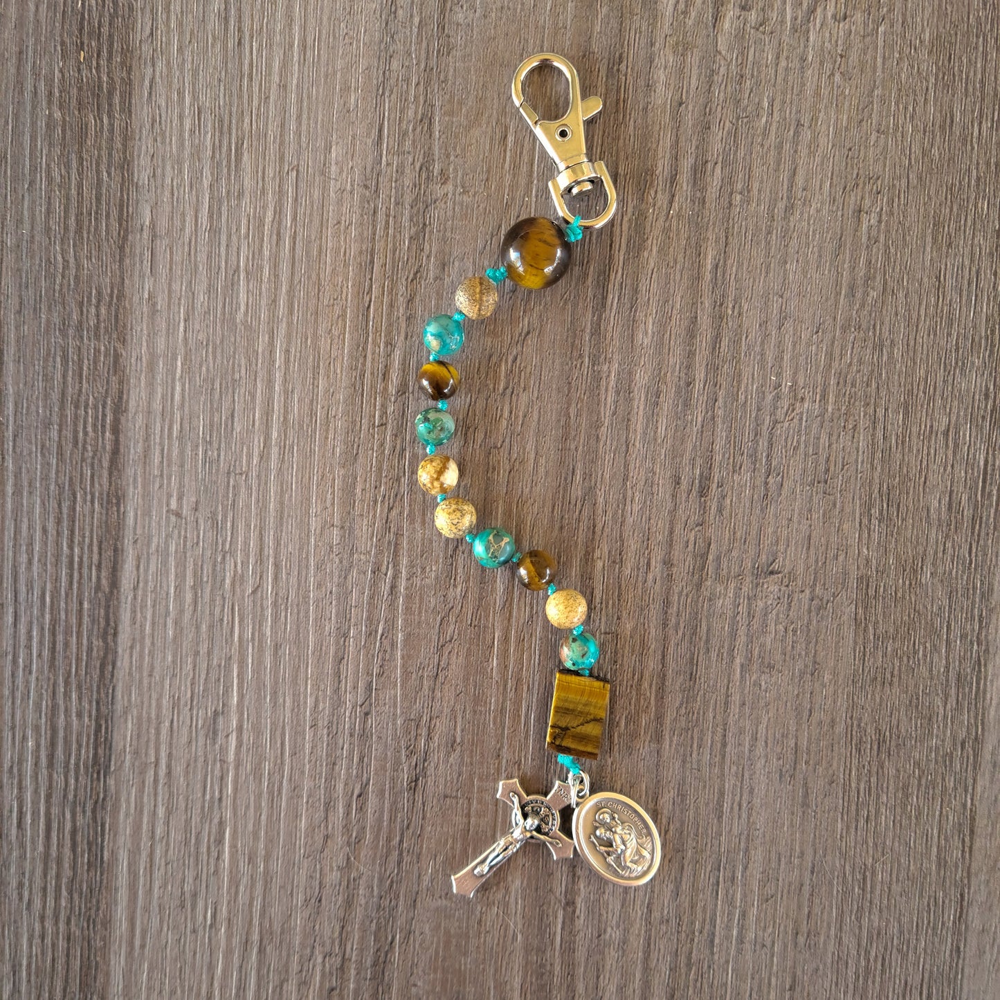 Brown/Turquoise Decade String- Mini Rosary